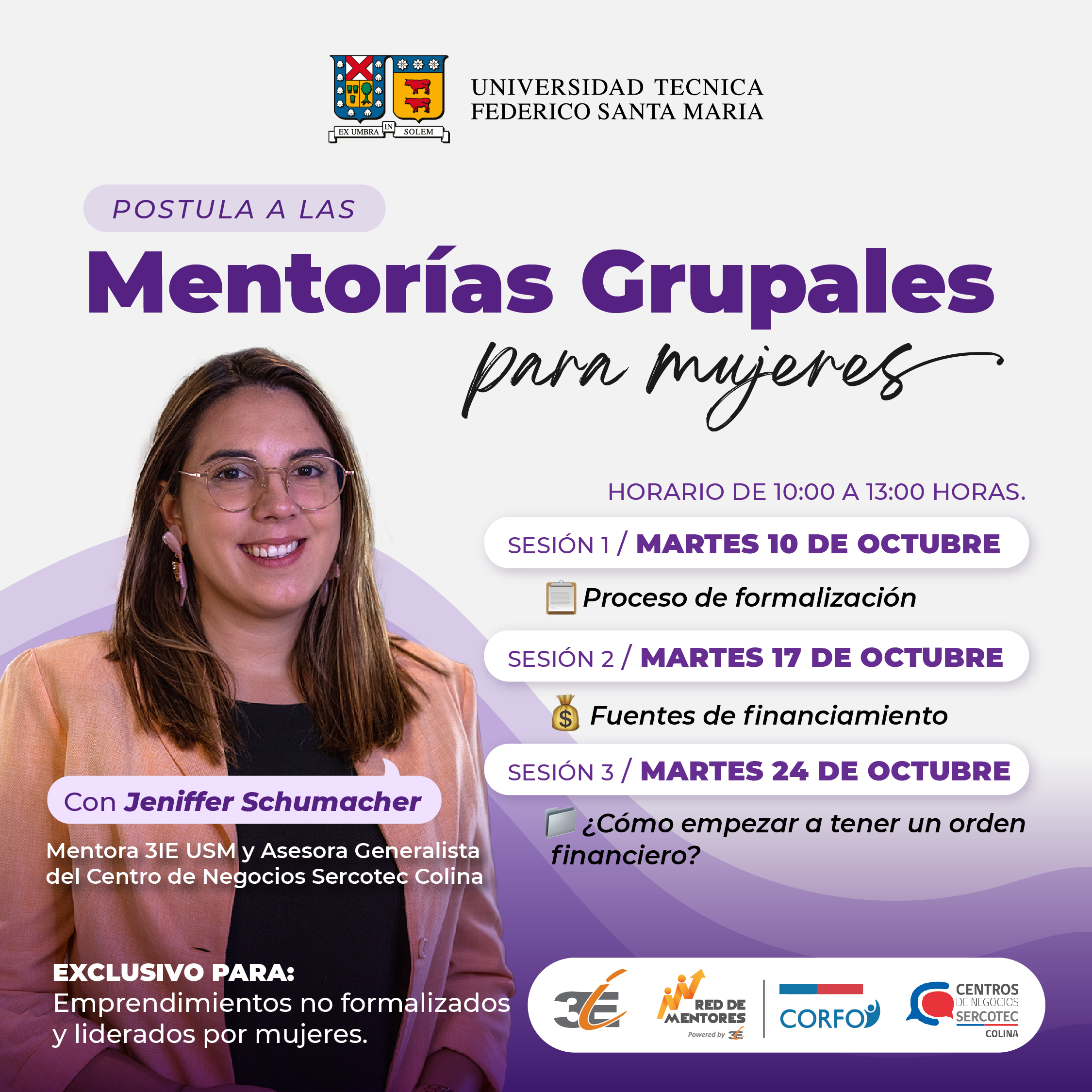 Red de Mentores 3IE-USM y Centro de Negocios Sercotec Colina lanzan programa de mentorías grupales para mujeres emprendedoras